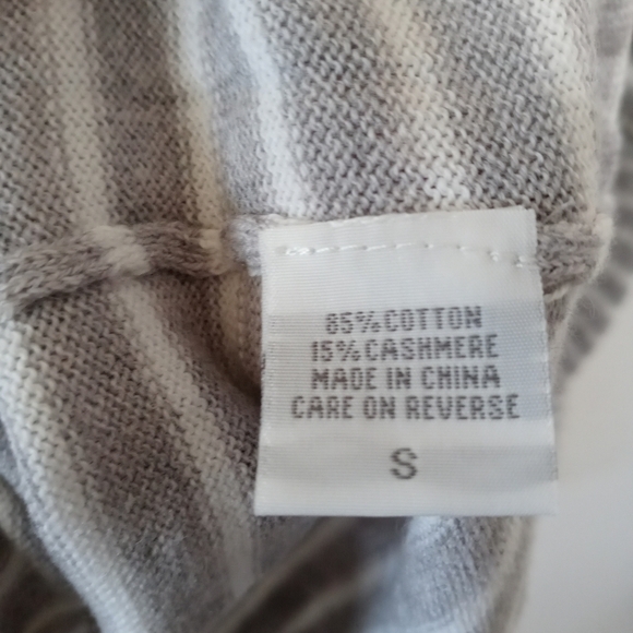 Burgess Cashmere Blend Striped Long Sleeve  Gray Sweater Size Small - Picture 7 of 9